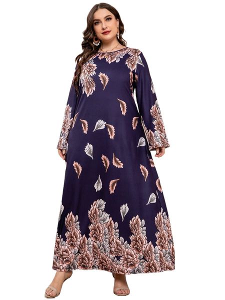 

plus floral print tee dress c4xq#, Black