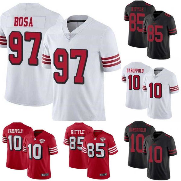 

football jerseys 75th men women youth san francisco''49ers''jersey 85 george kittle 97 nick bosa 10 jimmy garoppolo, Black;red