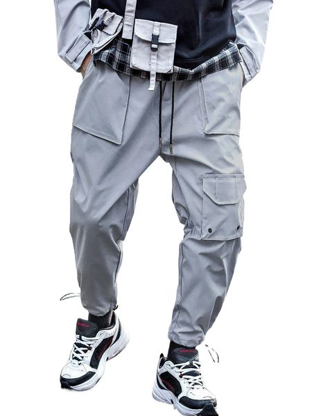 

men flap pocket drawstring waist pants z0b5#, Black