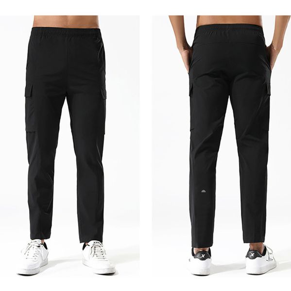 

men's lu-2927 luu sports pants ice silk quick drying sweatpants summer thin drawstring outdoor loose straight fashion brand women pant, Black
