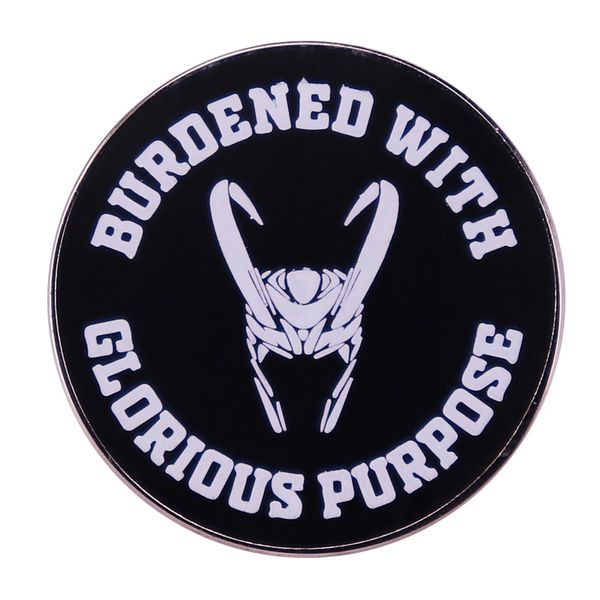 

burdened with glorious purpose pin loki brooch fashion jewelry gift, Blue