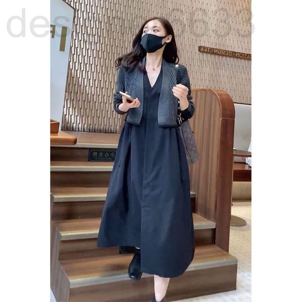

casual dresses designer autumn cool women's dress temperament fake two long sleeved dresses 3622# y9sb, Black;gray