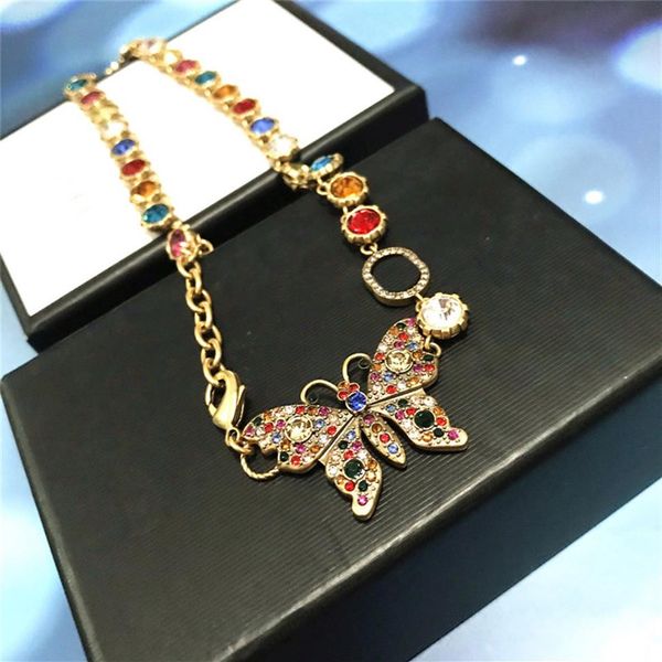 

women designer necklace gem butterfly pendant womens designers necklaces fashion crystal diamonds necklaces jewelry couples gift 2279s, Silver
