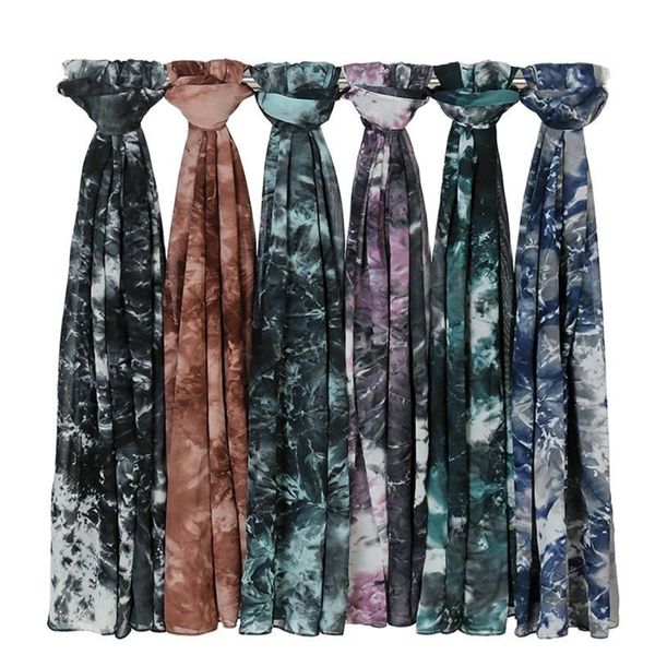 

fashion ink painting floral bubble chiffon hijab lady print soft sunresistant shawls and wraps scarf muslim sjaal 18070cm 220628, Blue;gray