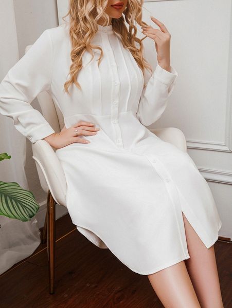

plus mock neck curved hem shirt dress a1bu#, Black