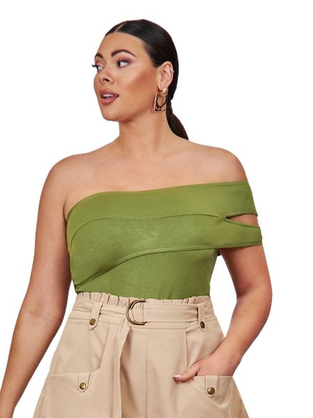 

plus one shoulder cut out j9hv#, Black