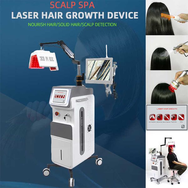 

2023 laser anti-hair loss treatment hair regrowth fast restoring bald hair regrowing natural lasers machine, Black