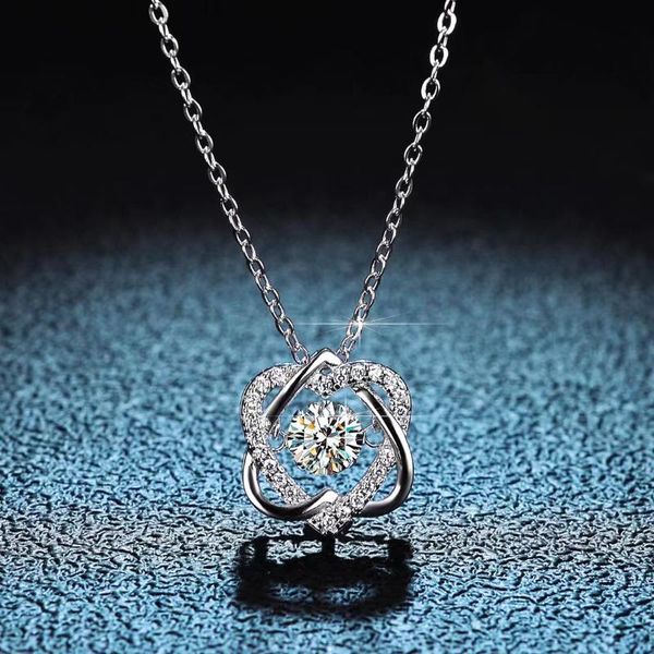 

other trendy 0.5 d color moissanite heart necklace women 100% 925 sterling silver hexagram pendant with gra birthday