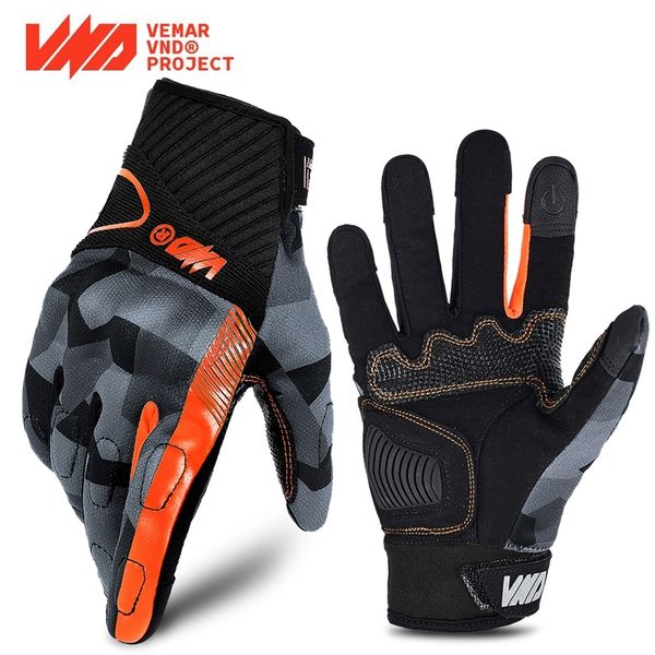 

vemar summer motorcycle gloves breathable sports mtb bike cycling touch screen motorbike city riding full finger 220812gx, Blue;gray