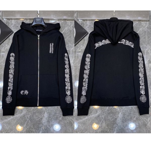 

brand loose mens hoodie ch classic sweatshirts designer horseshoe sanskrit print luxury zipper jacket fashion pullover hooded coat women sw, Black