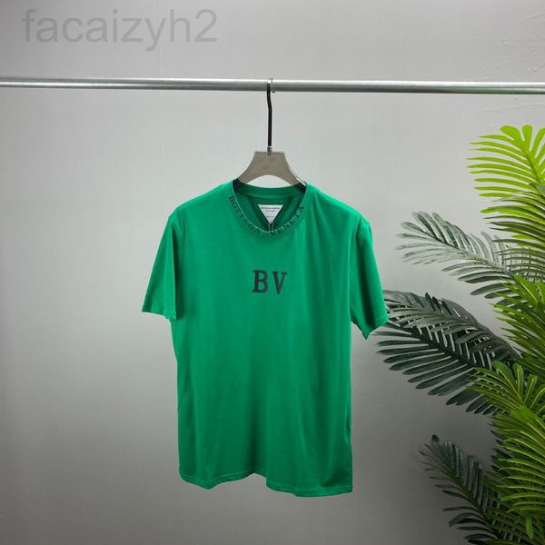 

men's t-shirts designer trendy european bott short sleeve t-shirt with lettered print on the neckline men's and women's bv 6g, White;black