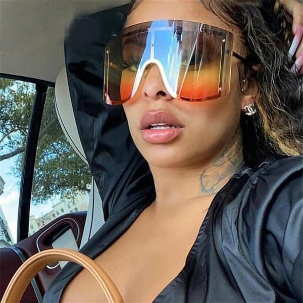 

sunglasses internet celebrity recommend eyewear fashion rimless one-piece women men face-mask eyeglasses outdoor glasses277y, White;black