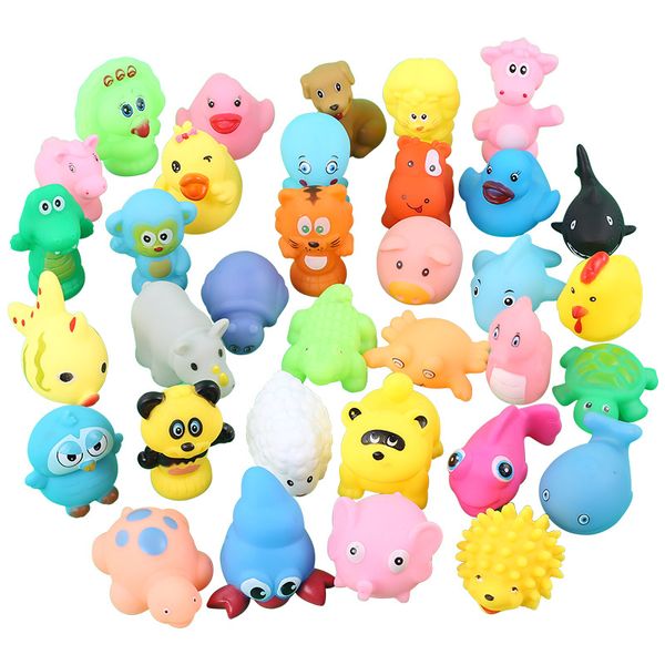 Simpatici animali che nuotano giocattoli d'acqua galleggiante in gomma morbida colorata spremere suono premere giocattolo da bagno cigolante per giocattoli da bagno per bambini 1014