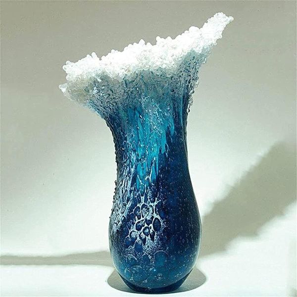 Vasos chegando o oceano marinho onda vaso artesanal resina artman flor ornamento moderno desktop sala de estar decoração de casa criativa decoração de decoração