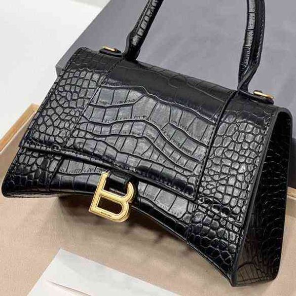 

luxury designer handbag italy balenciga bag 2022 net red new b family high version crocodile hourglass leather women's single shoulder