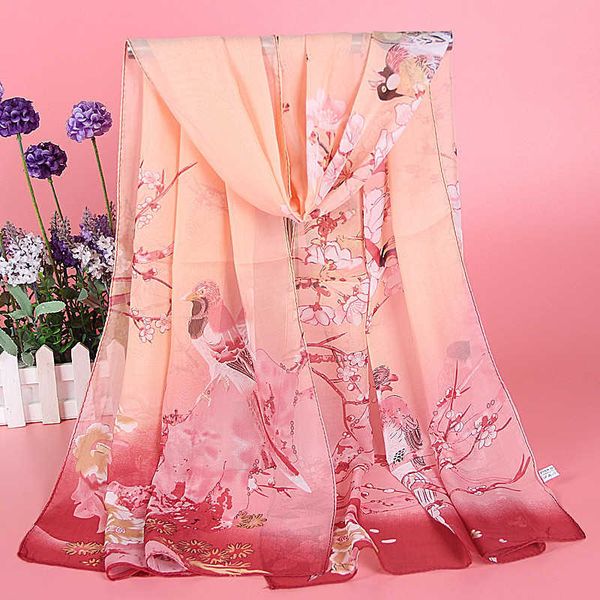 

new magpie primula female chiffon spring and autumn silk scarf small shawl scarf female gift, Black;purple