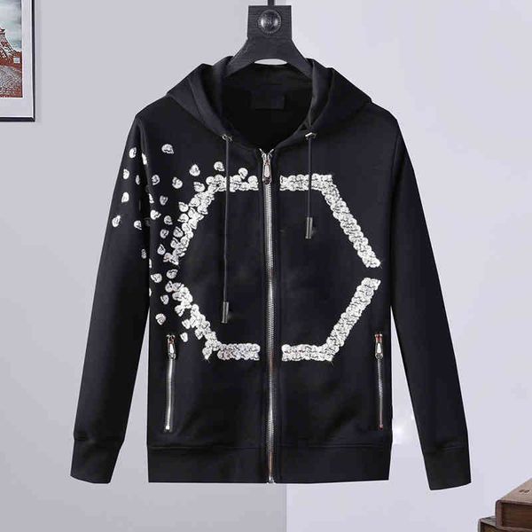 

men's hoodies sweatshirts crystal skull designer hoodie men tracksuits skateboard long sleeve shirts women fashion clothing printed let, Black