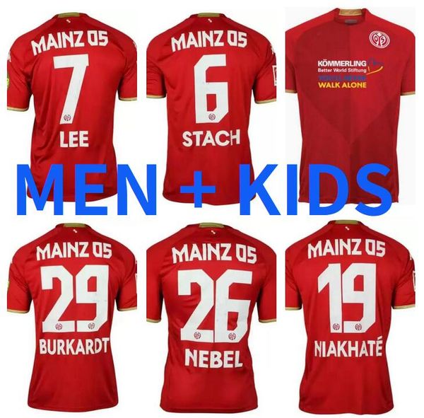 

men kids kit 22 23 fsv mainz 05 soccer jerseys home lee nebel burkardt niakhate stach 2022 2023 football shirts, Black;yellow