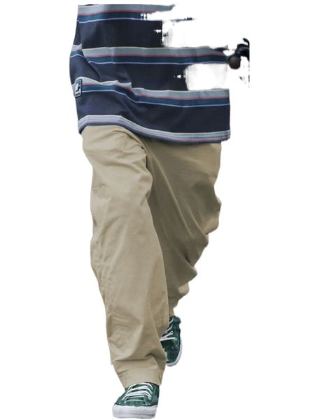 

men solid drawstring waist pants 42sa#, Black