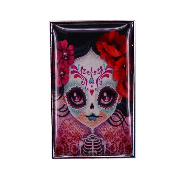 

amelia calavera sugar skull pin brooch, Blue