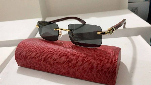 Mens óculos de sol Menses Proteção UV Polarizada Carter Man óculos Buffalo Horn Sun Glasses Fashion Luxury Brand Eyewear Retângulo de metal de metal dourado Óculos de madeira de madeira Lunett