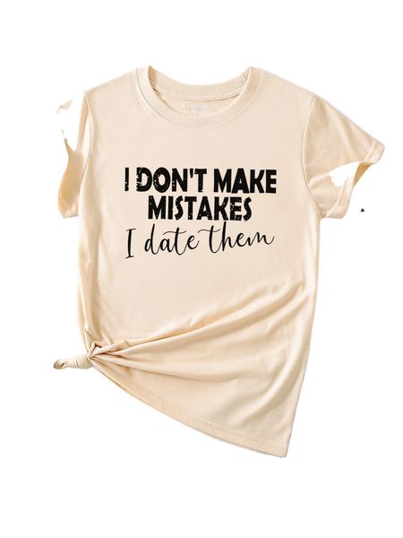 

slogan graphic round neck tee v5g3#, White