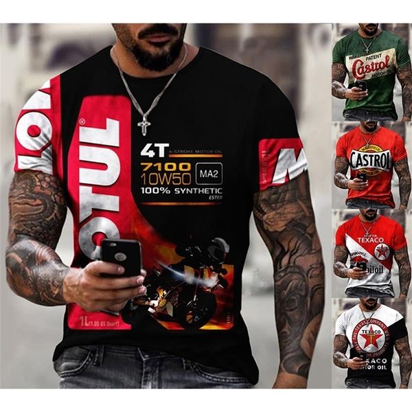 Yüksek kaliteli tshirt damla tişört erkekler için marka tasarımı yarış motosikletleri yağ baskısı tişört sokak giyimi büyük boy üstler 220607