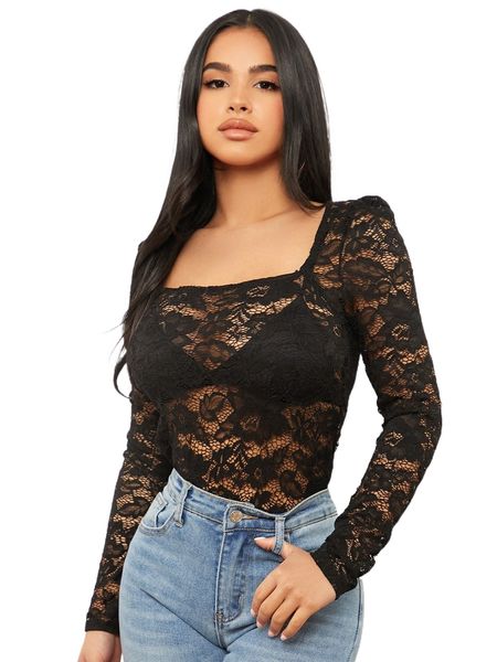 

sxy square neck sheer lace without bra 43eg#, White