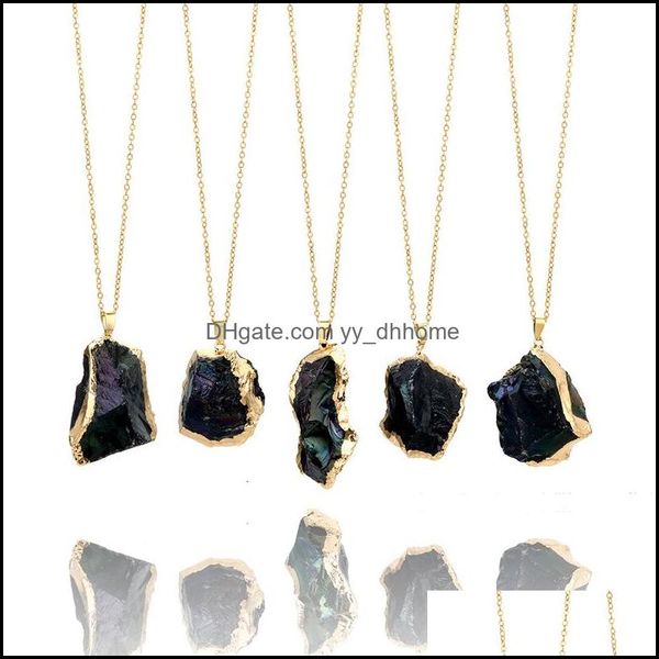 

pendant necklaces pendants jewelry fashion black natural stone necklace crystal original gold side for women drop delivery 2021 eznws, Silver