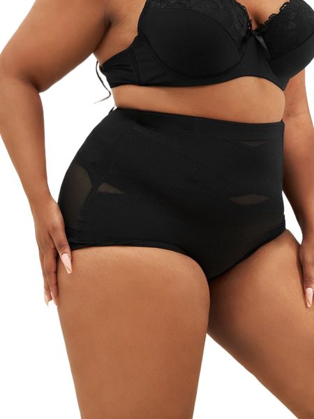 

plus solid shapewear shorts 981m#, Black;white