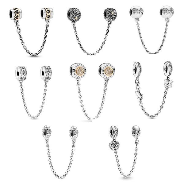 

classic 925 sterling silver safety chain jewelry findings components fit original pandora bracelets women diy2655, Blue;slivery