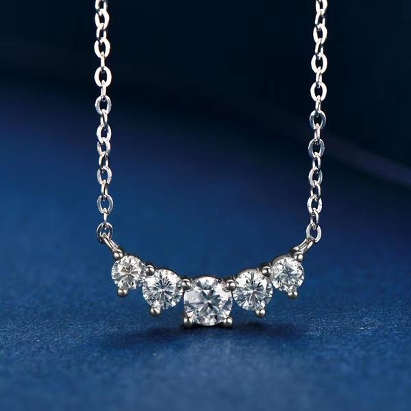 

trendy pendant necklaces 925 sterling silver 0.58ct d color vvs1 moissanite smile necklace for women plated white gold diamond gift p