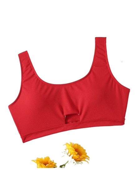 

plus cut out bikini v0j2#, Black