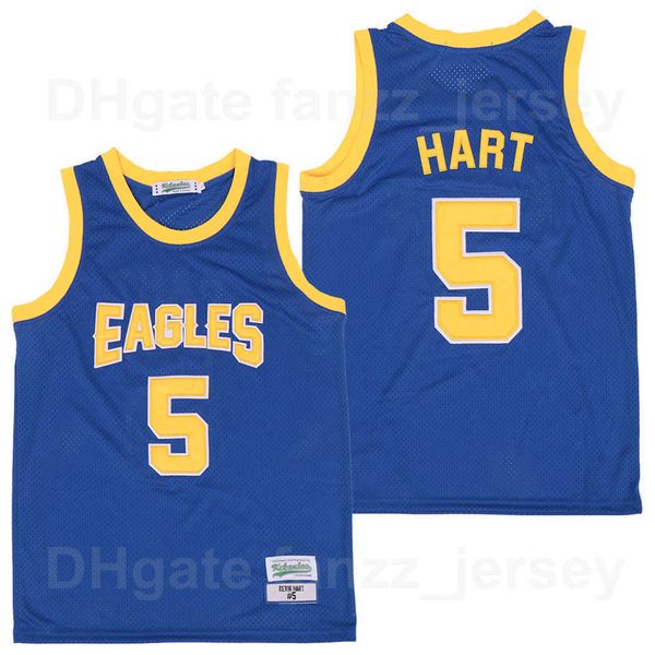 Man Temple Owls Eagles College 5 Kevin Hart Jerseys Filme Basquete Team Hip Hop Color Azul para fãs de esportes respiráveis ​​Hiphop Pure Cotton University