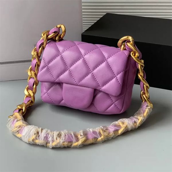 

22ss classic mini flap lambskin quilted bags genuine leather thick chain shoulder france womens luxury designer outdoor sacoche purse capaci
