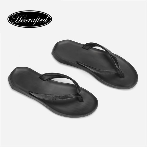 

summer men flip flops leather home bathroom indoor outdoor rubber beach men slippers #t001 y200107, Black