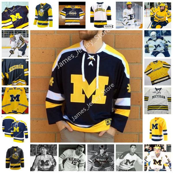 

2022 ncaa custom michigan wolverines stitched college hockey jersey 1 erik portillo jack summers nick blankenburg eric ciccolini matty benie, Black
