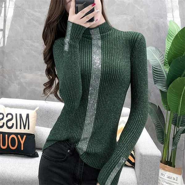 

thicked knit sweater autumn winter fashion slim women turtleneck pullover korean women jumper elastic t07809b 201203, White;black