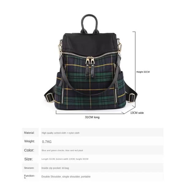 

contrasting color plaid light luxury womens backpack 2021 new easy-to-take dual-use oxford cloth travel bag tide brand fashion