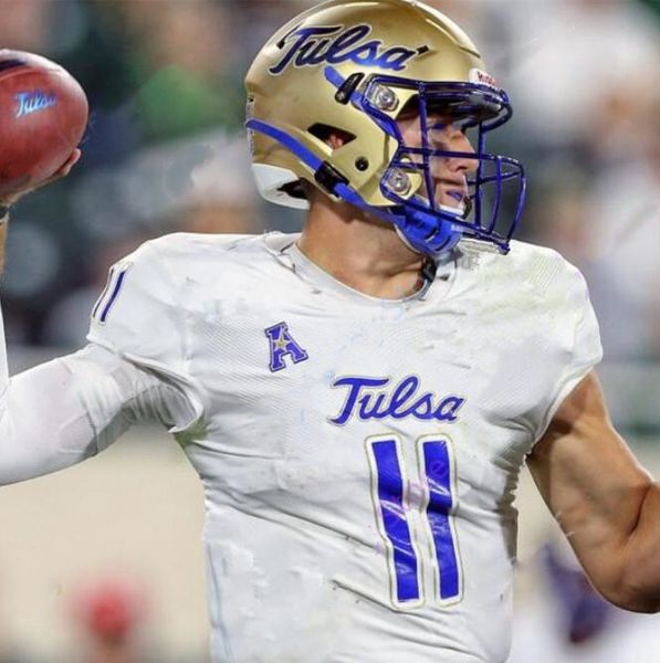 

tulsa golden hurricane football jersey ncaa college josh johnson davis brin juancarlos santana trevis gipson keylon stokes, Black