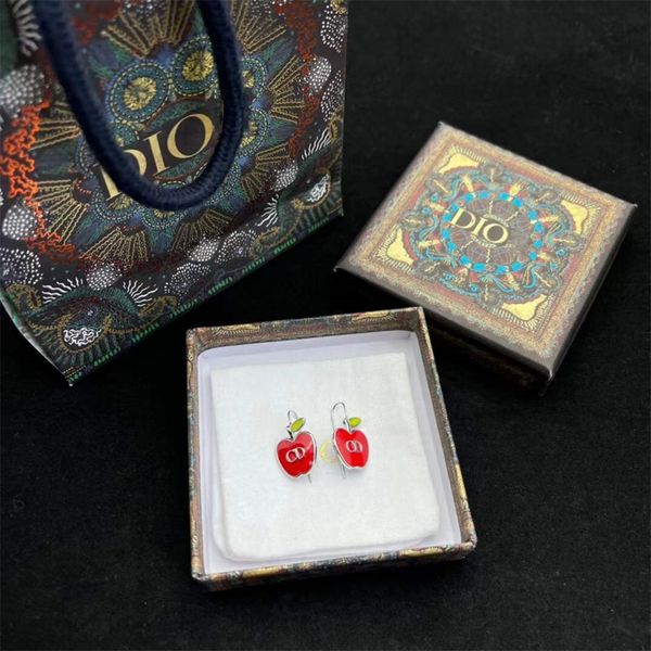 

82% off online sale new christmas limited red glue enamel nose apple women's earrings, Golden