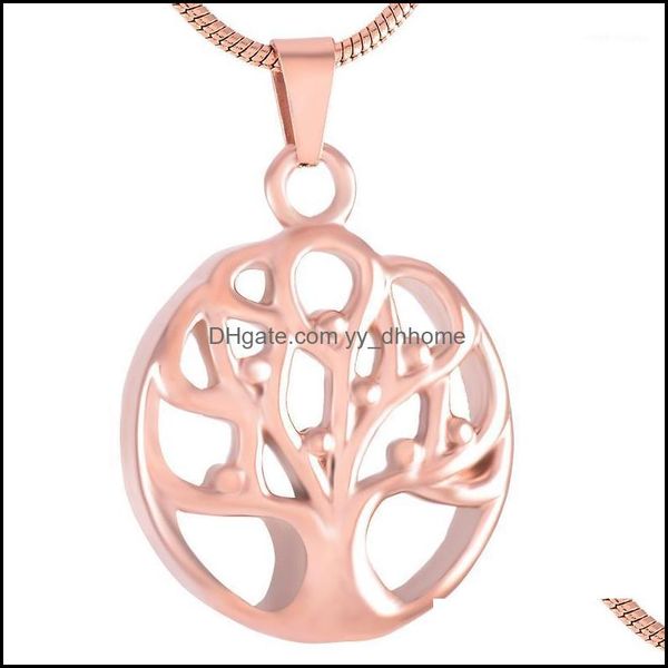 

chains necklaces pendants jewelry ijd9342 tree of life stainless steel cremation souvenir round cutout waterproof memorial pendant necklac, Silver