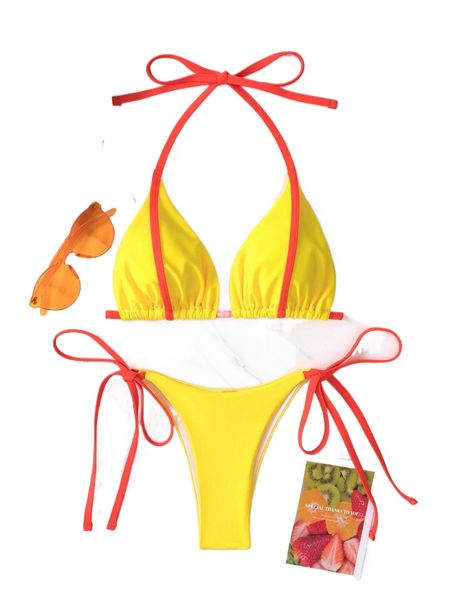 

tie back halter bikini swimsuit k0wc#, White;black