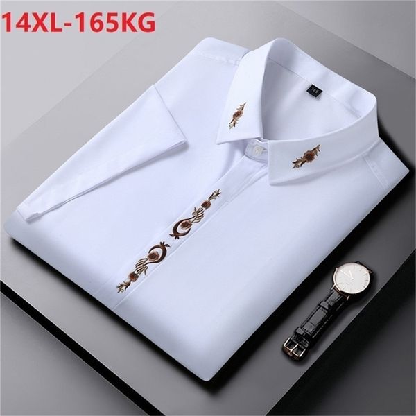 

summer 10xl 12xl 14xl large size men shirt short sleeve purple floral business formal oversize office wedding shirt 220401, White;black