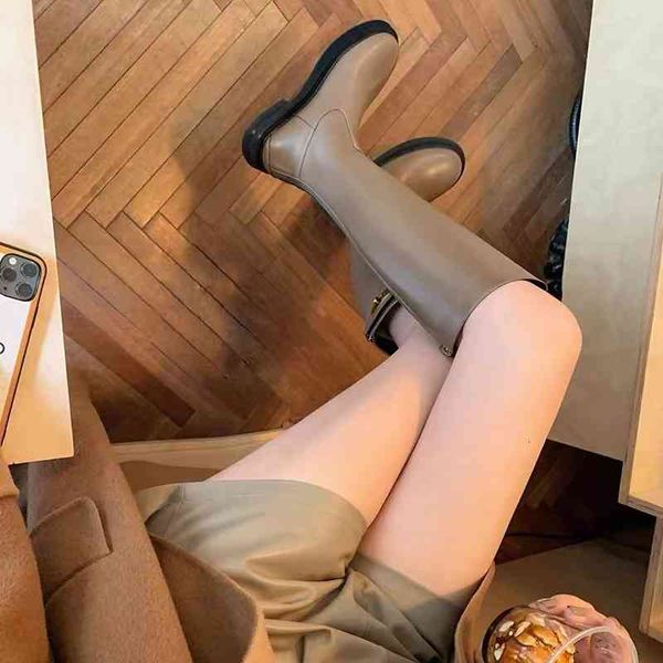 

boots however, knee boots female spring back zipper long leather thick soled thin high knight, Black