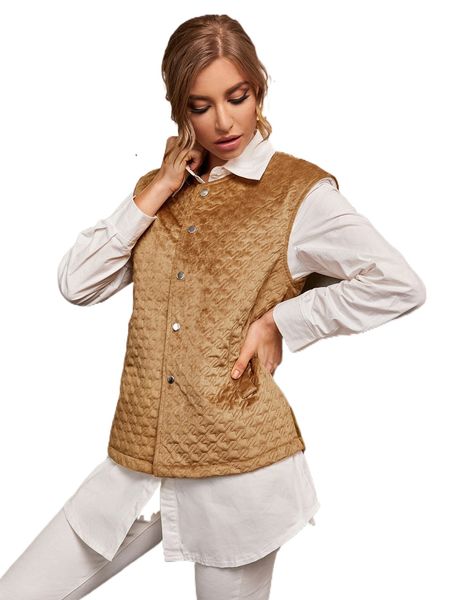 

x farah quilted pressed button velvet vest coat k6sk#, Black