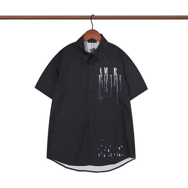 

20ss luxury designer hawaiian shirts mens cardigan shirt fashion letter rint casual shirts men slim fit short sleeve variety coule, White;black