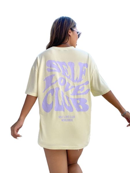 

letter graphic drop shoulder t-shirt h9up#, White