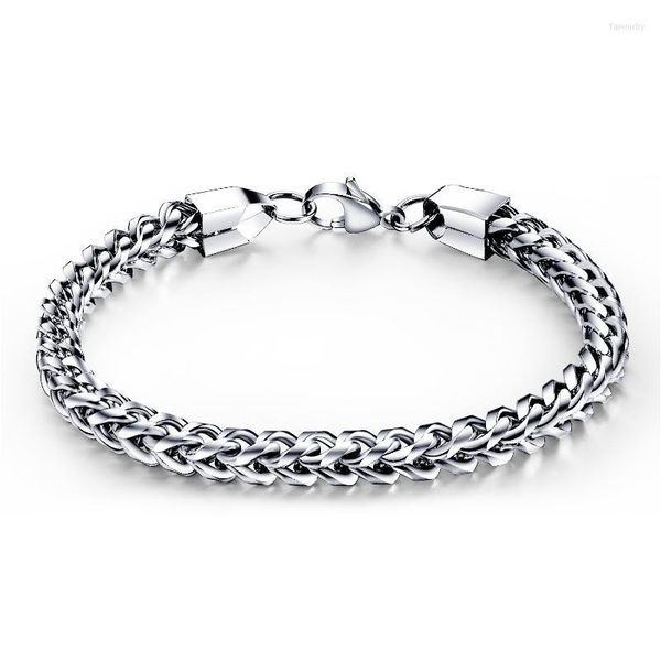 Catena a maglie Bracciale vintage in acciaio inossidabile da uomo Bracciale retrò in argento Gioielli moda maschile Regalo di Natale Accessori all'ingrosso Fawn22