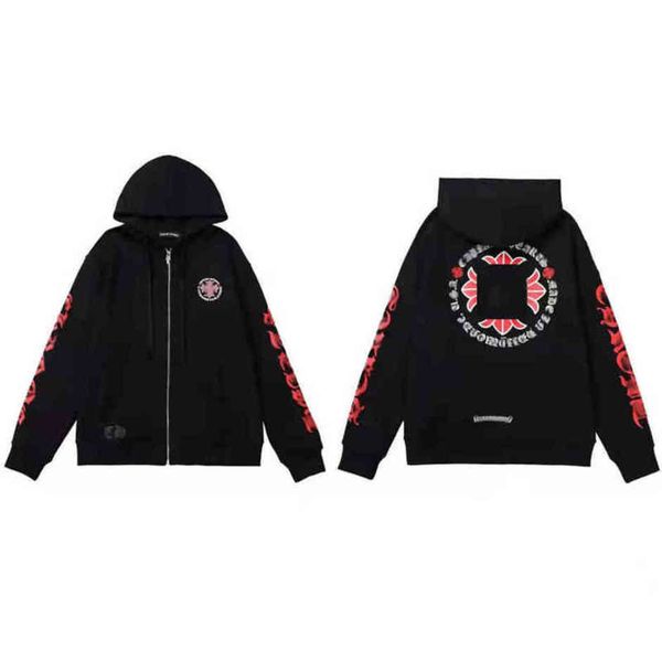 

brand mens fashion classic sweatshirts ch designer hoodies horseshoe cross print jacket women casual quality luxury pullover hooded loose h, Black